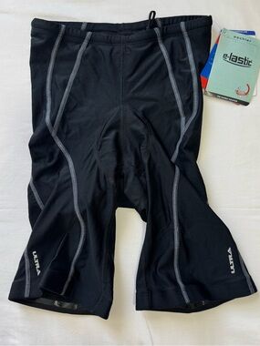 Performance‎ Ultra Biker Shorts Women's Large Black 10" Padded Nylon Cycling NEW